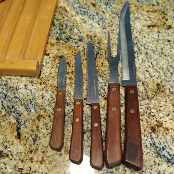 Forgecraft Olde Forge Wooden Knife set Made in the USA Set Of 5 Knives - Picture 3 of 10